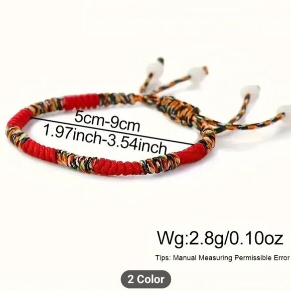Vibrant Bohemian Braided Adjustable Rope Red Bracelet - Picture 7 of 8